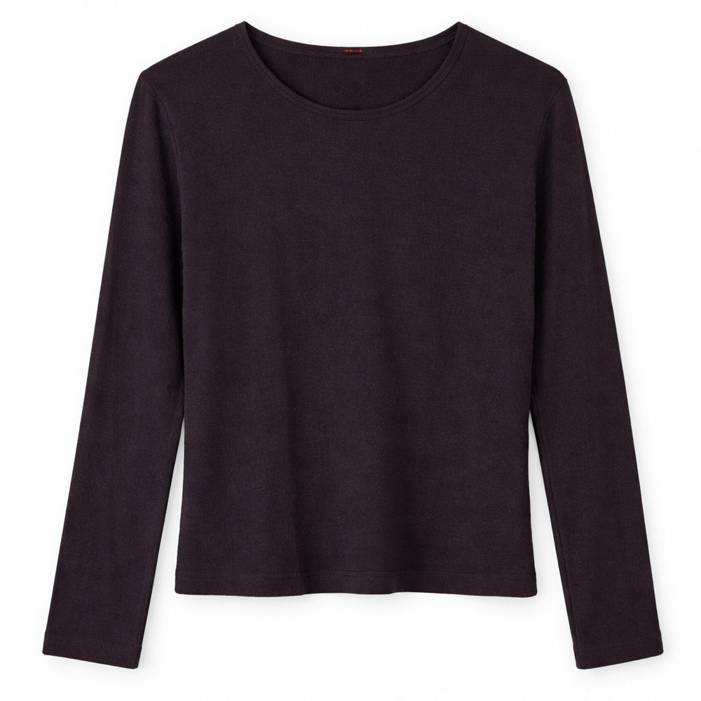 Montagut Wool Silk Knit Top Dark Purple Elevated Basic Quiet Luxury Minimalist S